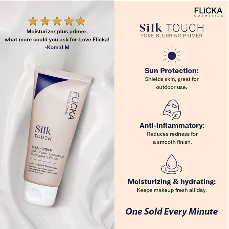 Flicka Silk Touch - 3 in 1 Moisturizer, Primer & Sunscreen for Face